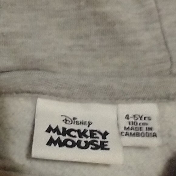 Disney Boy Gray Mickey Mouse Graphic Hoodie Size: 4-5 Y - Picture 3 of 3
